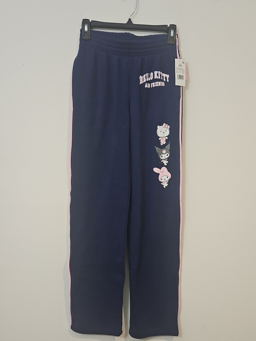 Hello Kitty Navy Joggers with Pink Side Stripes